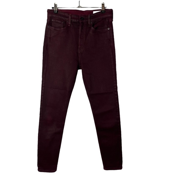 Rag & Bone Nina High Rise Ankle Skinny Coated Wine Red Skinny Jeans 27 - Picture 2 of 7